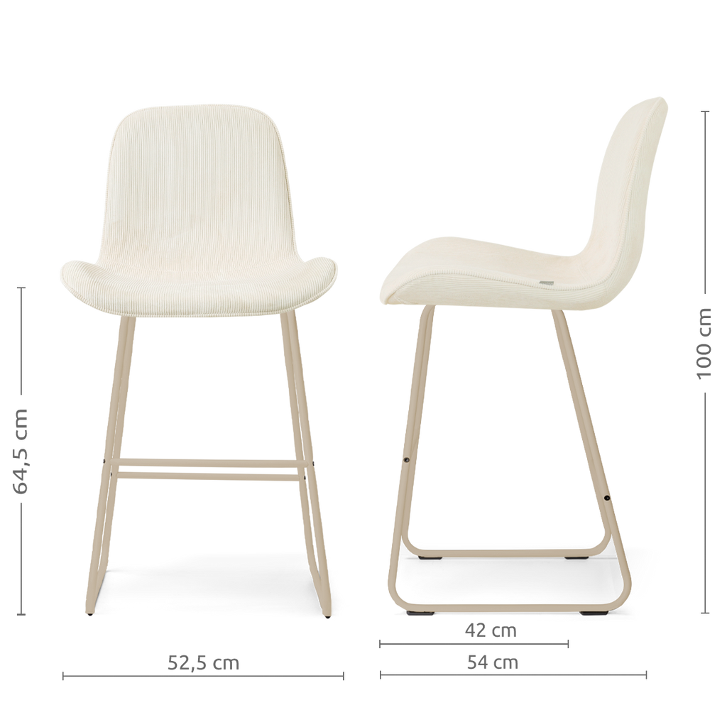 Nino-Fé barkruk rib beige - beige onderstel - 65 cm