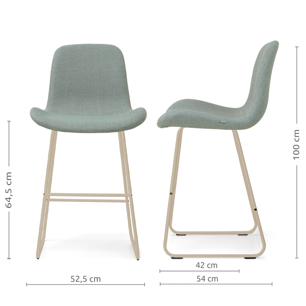 Nino-Fé barkruk saliegroen - beige onderstel - 65 cm