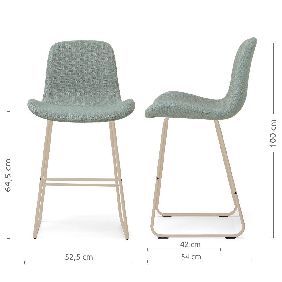 Nino-Fé barkruk saliegroen - beige onderstel - 65 cm