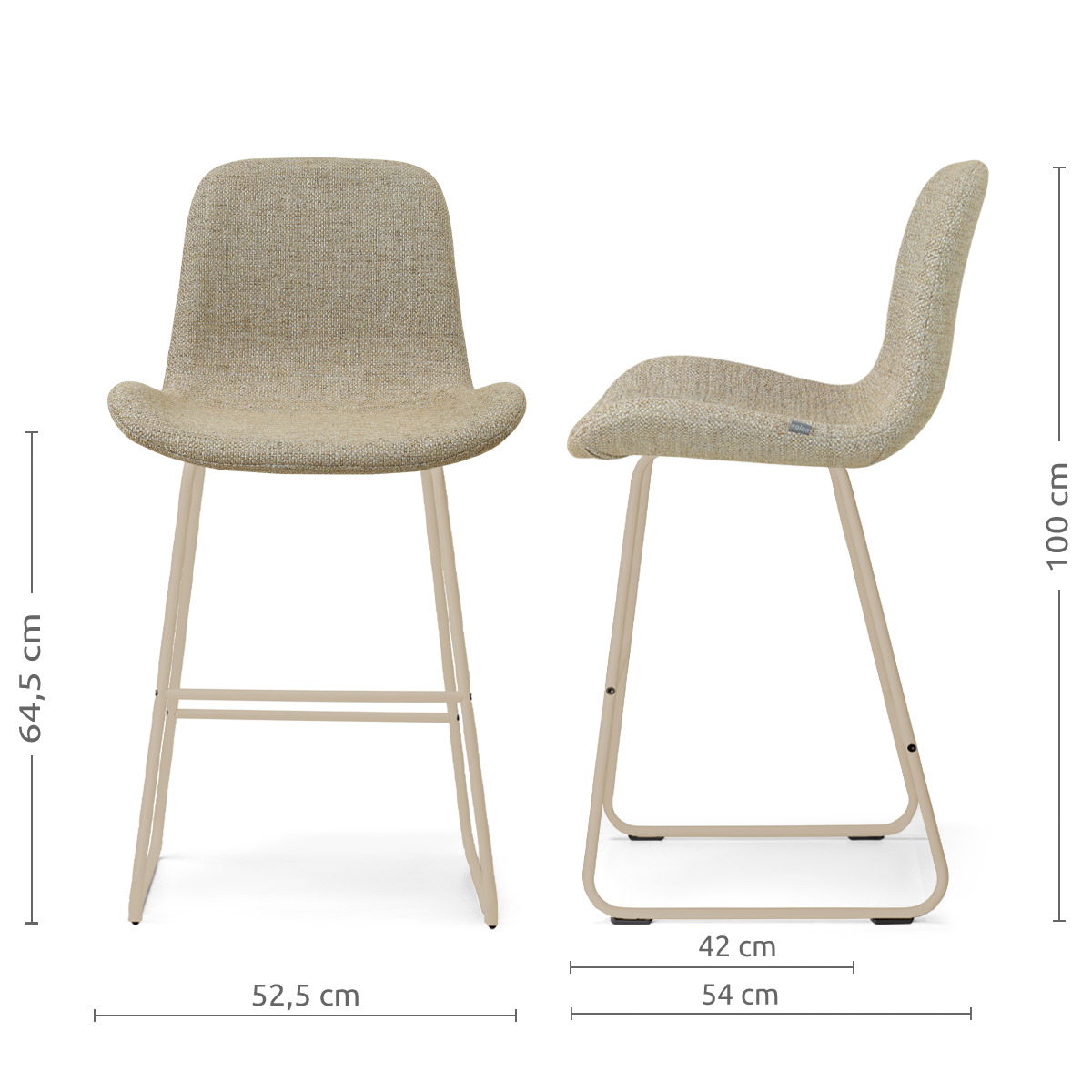 Nino-Fé barkruk taupe melange - beige onderstel - 65 cm