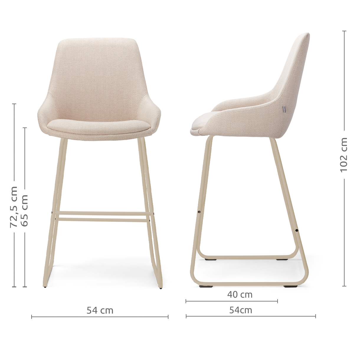 Nino-Isa barkruk beige - beige onderstel - 65 cm