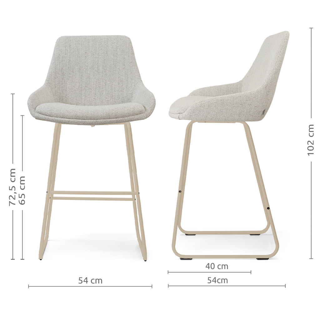 Nino-Isa barkruk beige gemêleerd - beige onderstel - 65 cm