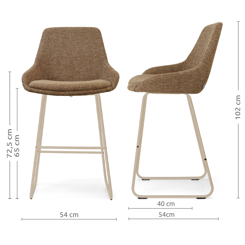 Nino-Isa barkruk bruin blend - beige onderstel - 65 cm