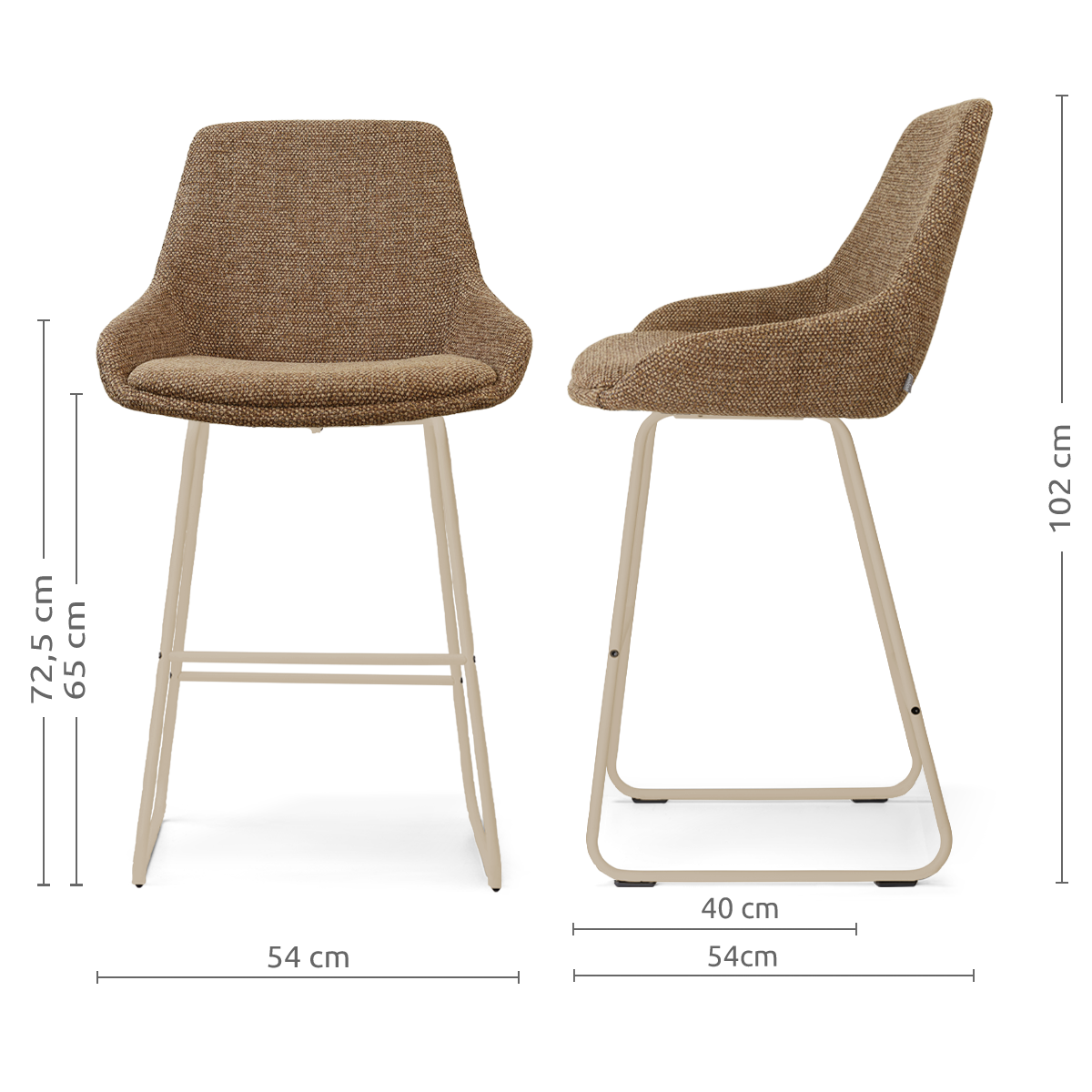 Nino-Isa barkruk bruin blend - beige onderstel - 65 cm