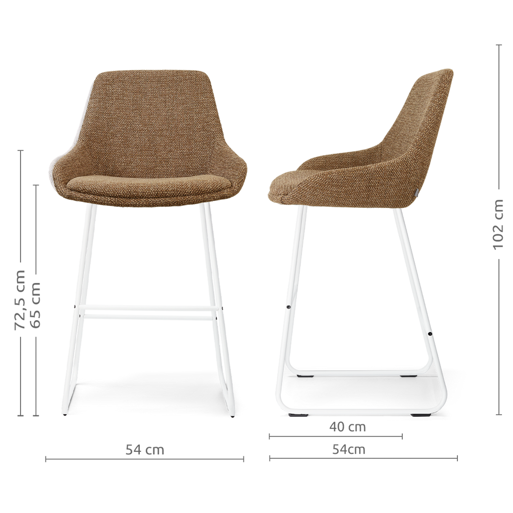 Nino-Isa barkruk bruin blend - wit onderstel - 65 cm