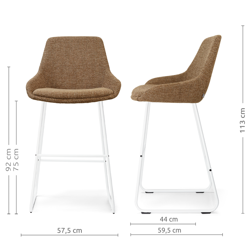 Nino-Isa barkruk bruin blend - wit onderstel - 75 cm