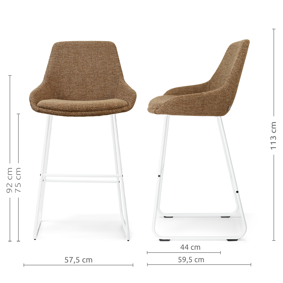 Nino-Isa barkruk bruin blend - wit onderstel - 75 cm