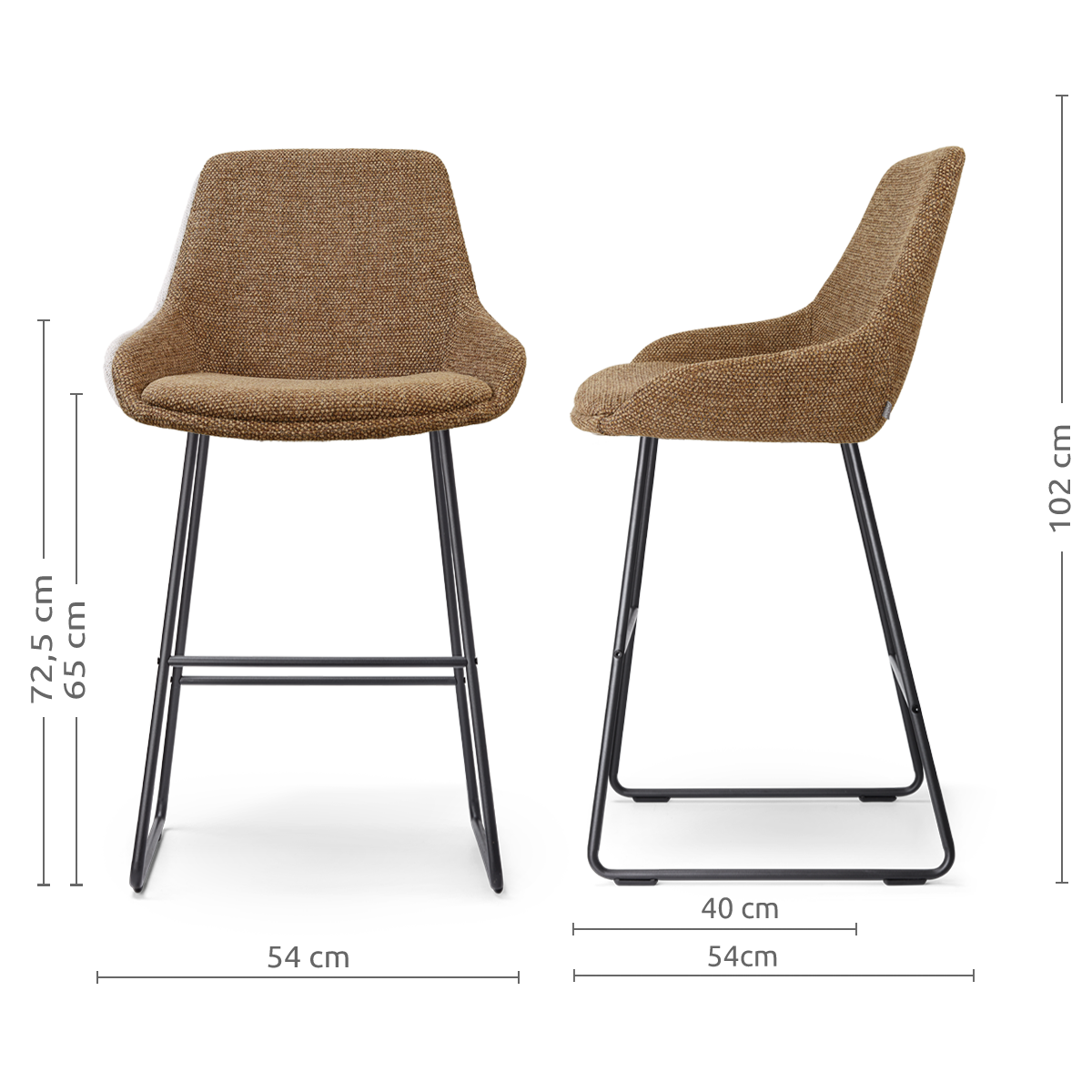 Nino-Isa barkruk bruin blend - zwart onderstel - 65 cm
