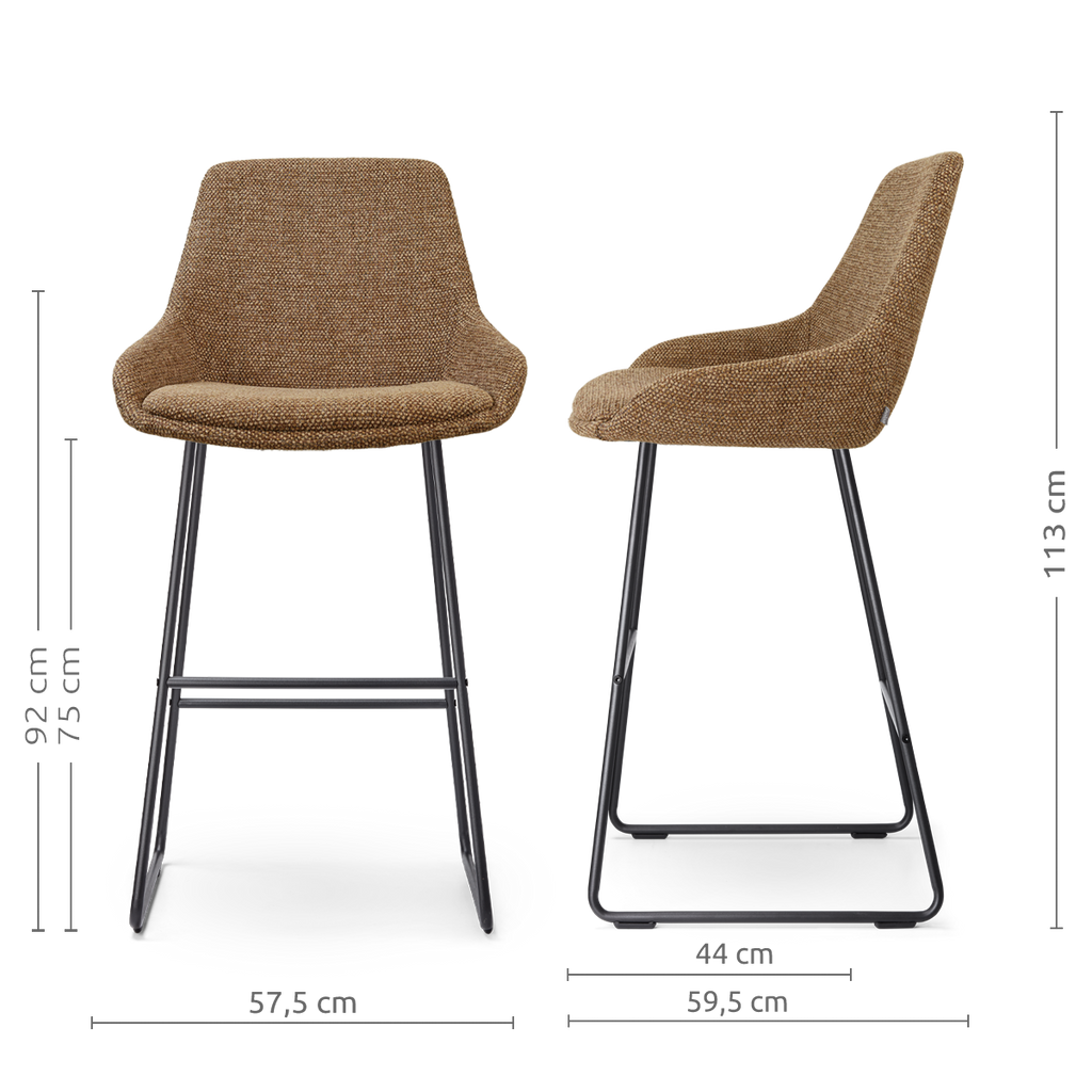 Nino-Isa barkruk bruin blend - zwart onderstel - 75 cm
