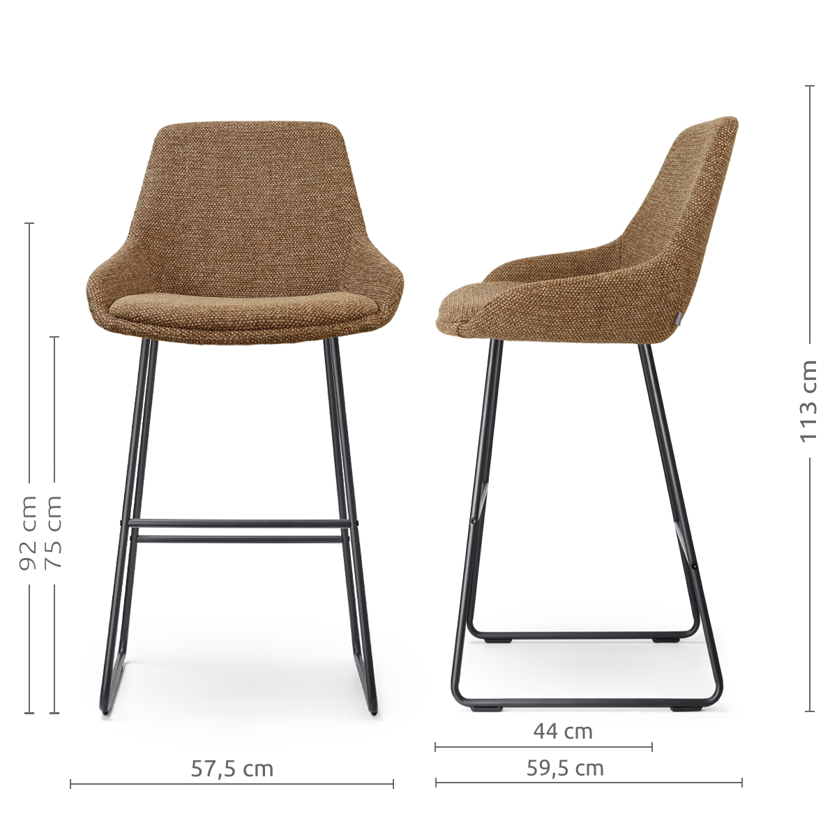 Nino-Isa barkruk bruin blend - zwart onderstel - 75 cm