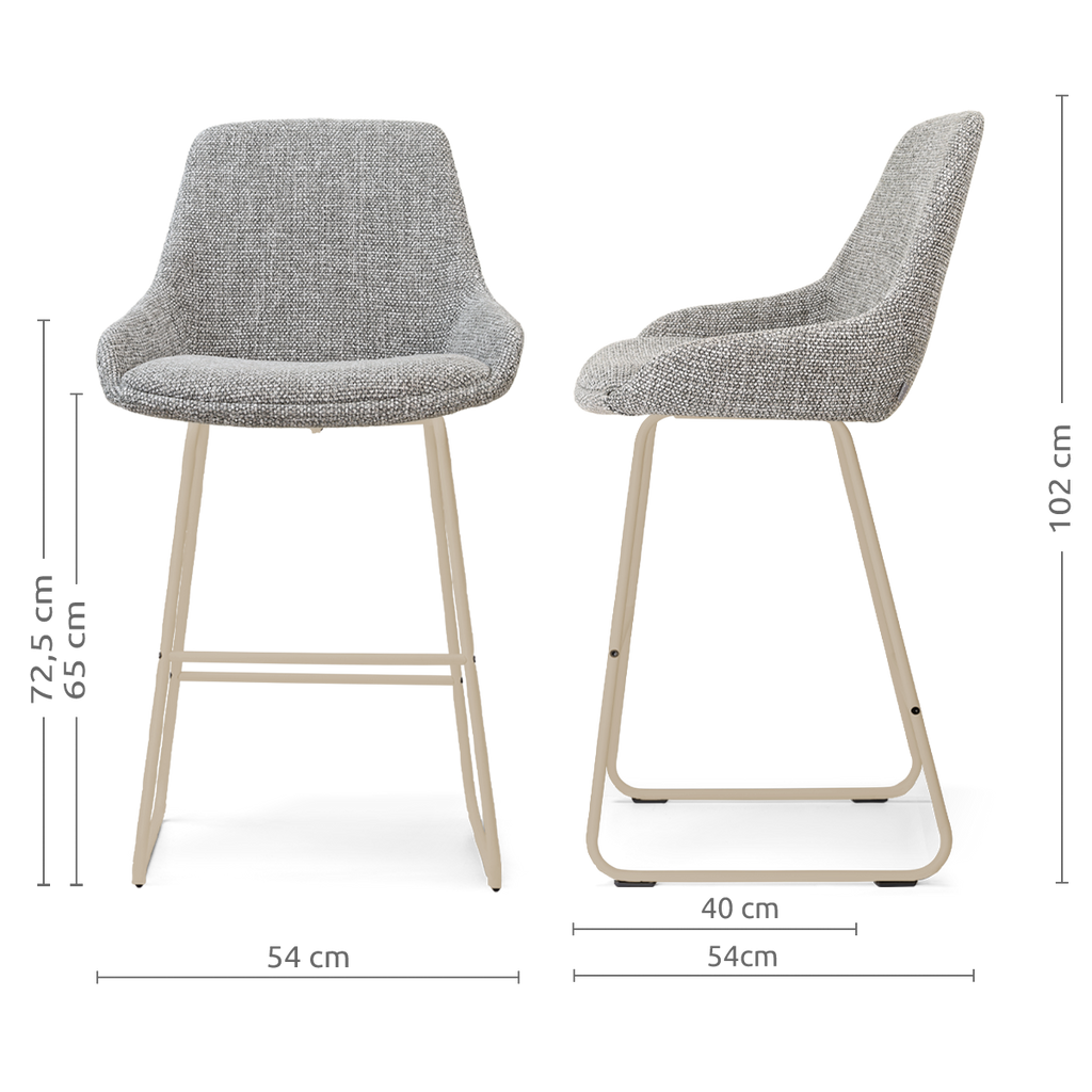 Nino-Isa barkruk grijs blend - beige onderstel - 65 cm