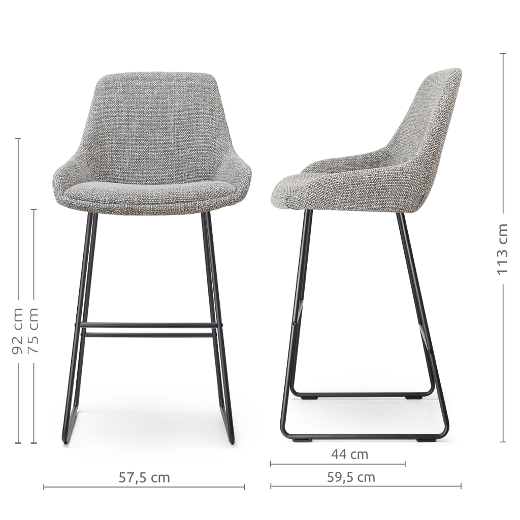 Nino-Isa barkruk grijs blend - zwart onderstel - 75 cm