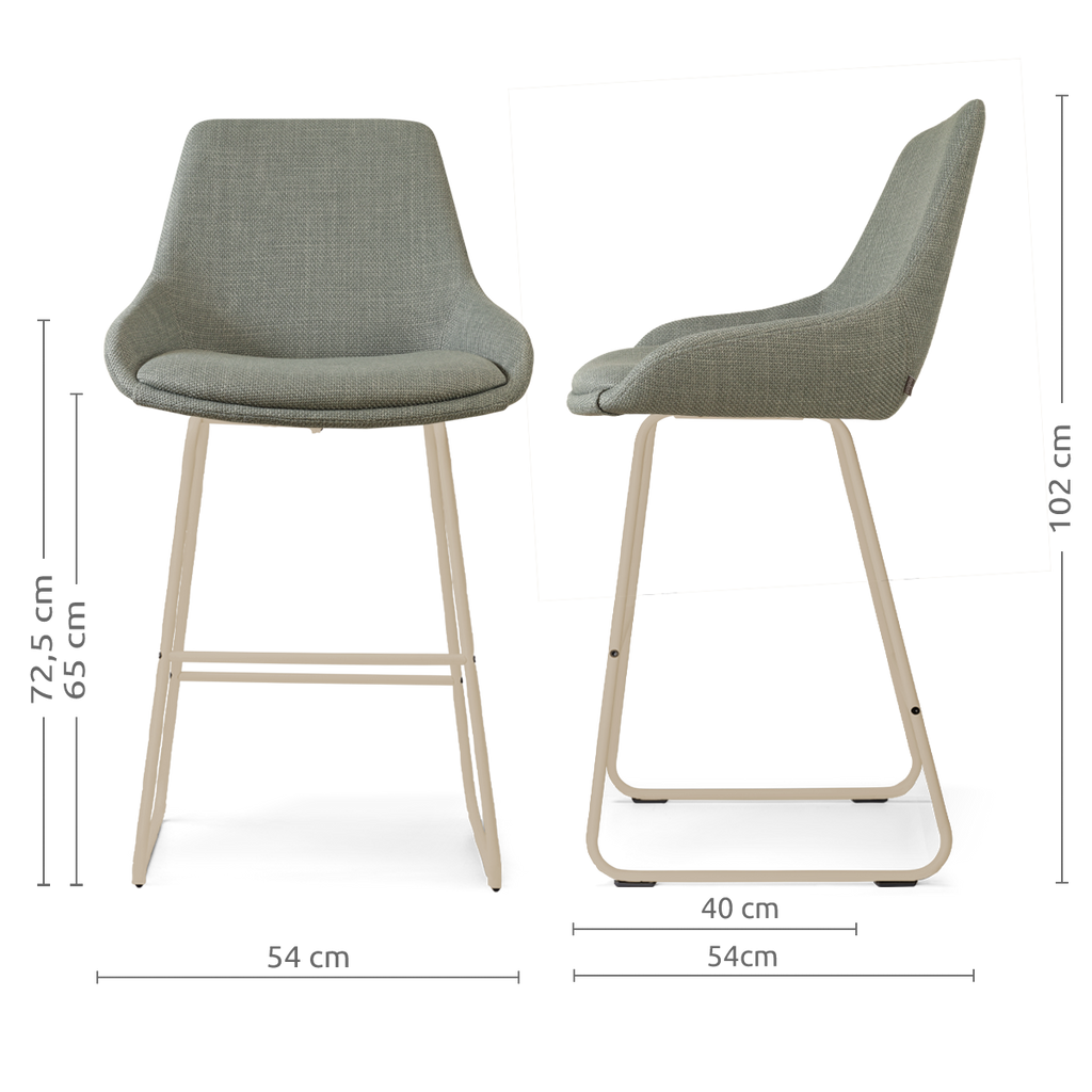 Nino-Isa barkruk saliegroen - beige onderstel - 65 cm