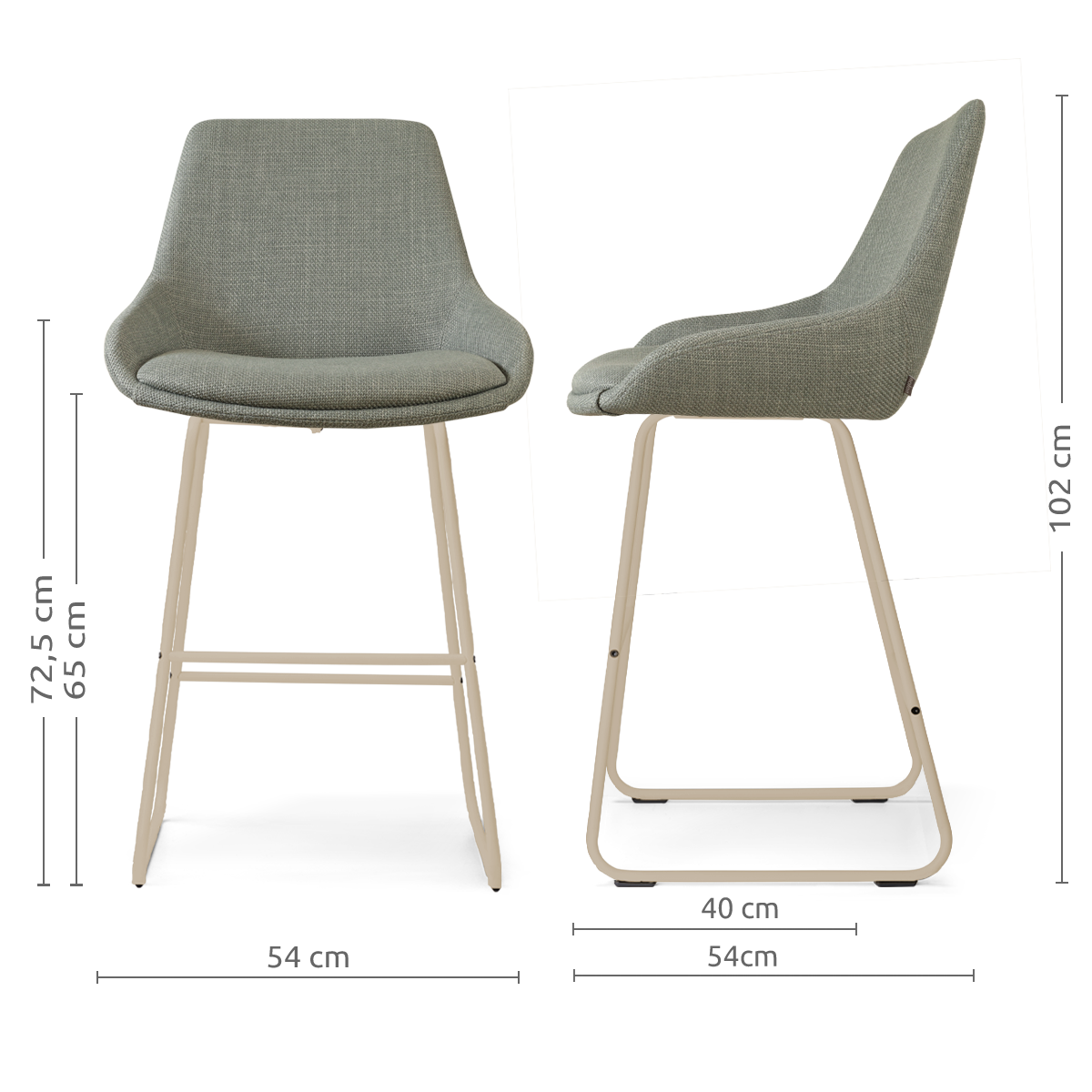 Nino-Isa barkruk saliegroen - beige onderstel - 65 cm