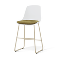 Nino-Liv barkruk wit met mosgroen zitkussen - beige onderstel - 65 cm
