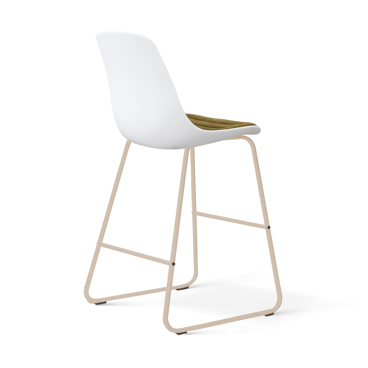 Nino-Liv barkruk wit met mosgroen zitkussen - beige onderstel - 65 cm