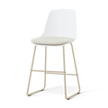 Nino-Liv barkruk wit met naturelbeige zitkussen - beige onderstel - 65 cm