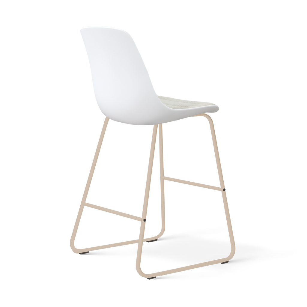 Nino-Liv barkruk wit met naturelbeige zitkussen - beige onderstel - 65 cm