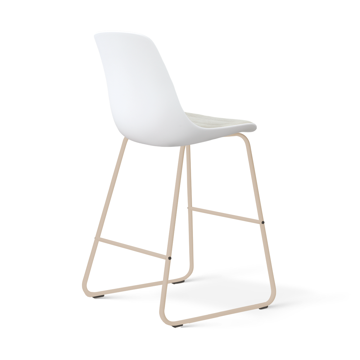 Nino-Liv barkruk wit met naturelbeige zitkussen - beige onderstel - 65 cm