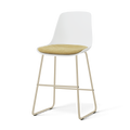 Nino-Liv barkruk wit met warm oker zitkussen - beige onderstel - 65 cm