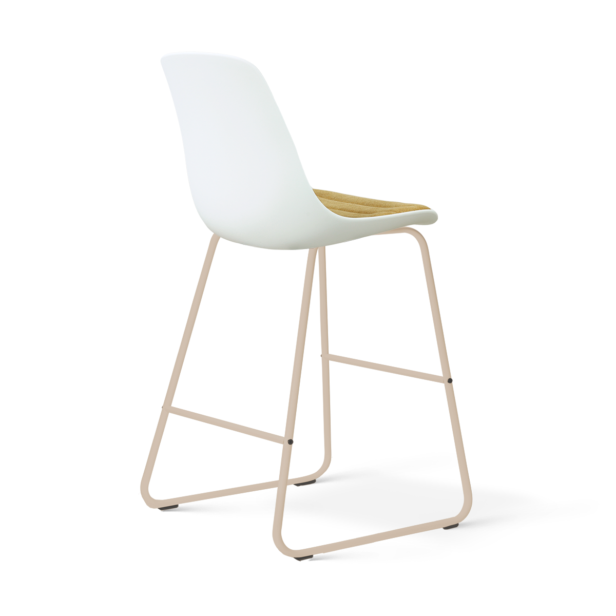 Nino-Liv barkruk wit met warm oker zitkussen - beige onderstel - 65 cm