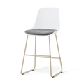 Nino-Liv barkruk wit met zeegrijs zitkussen - beige onderstel - 65 cm