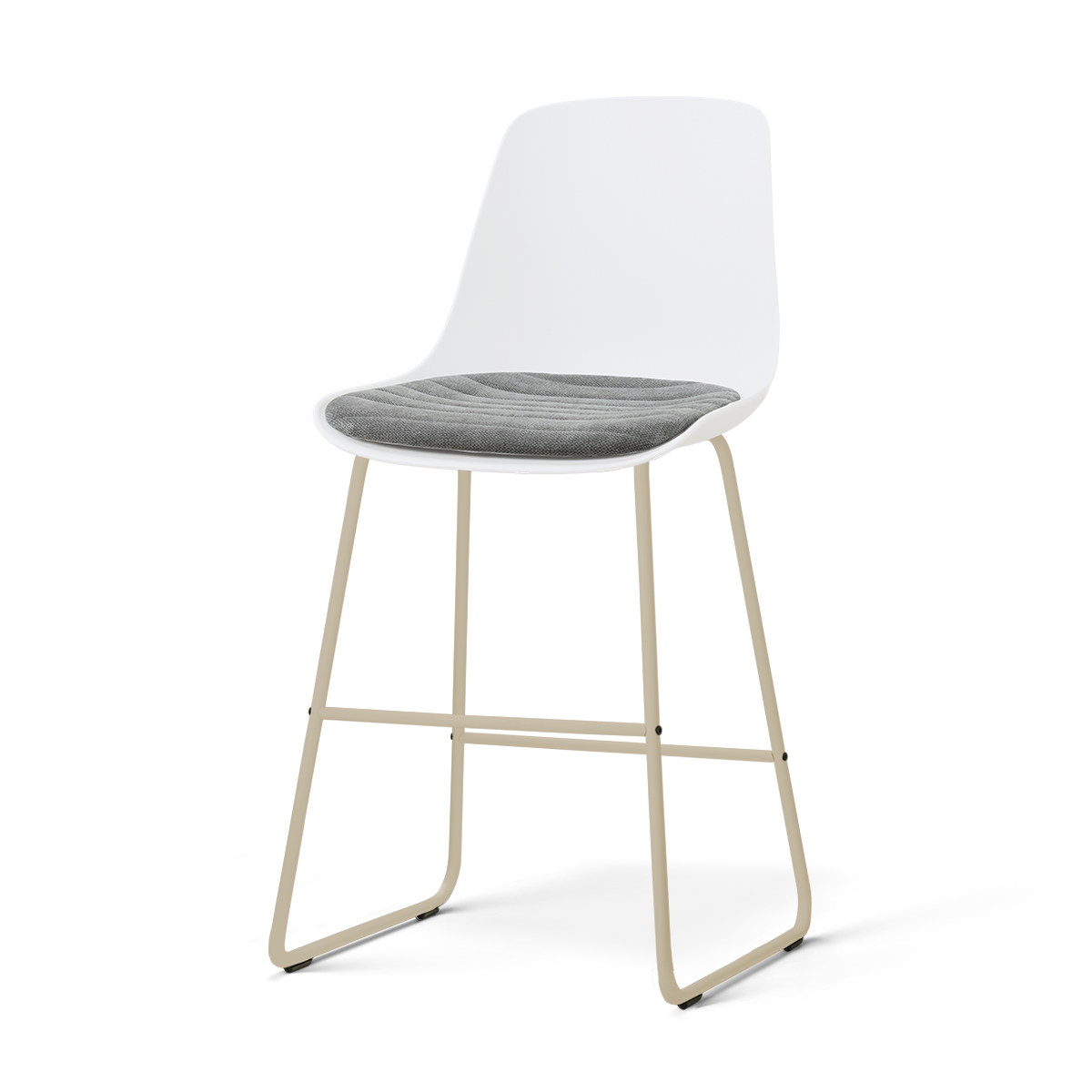 Nino-Liv barkruk wit met zeegrijs zitkussen - beige onderstel - 65 cm