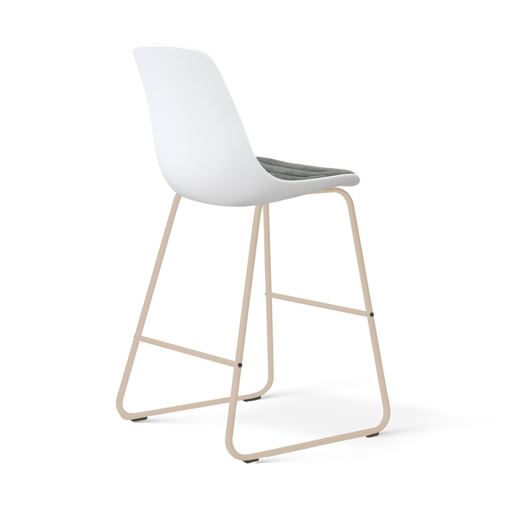 Nino-Liv barkruk wit met zeegrijs zitkussen - beige onderstel - 65 cm