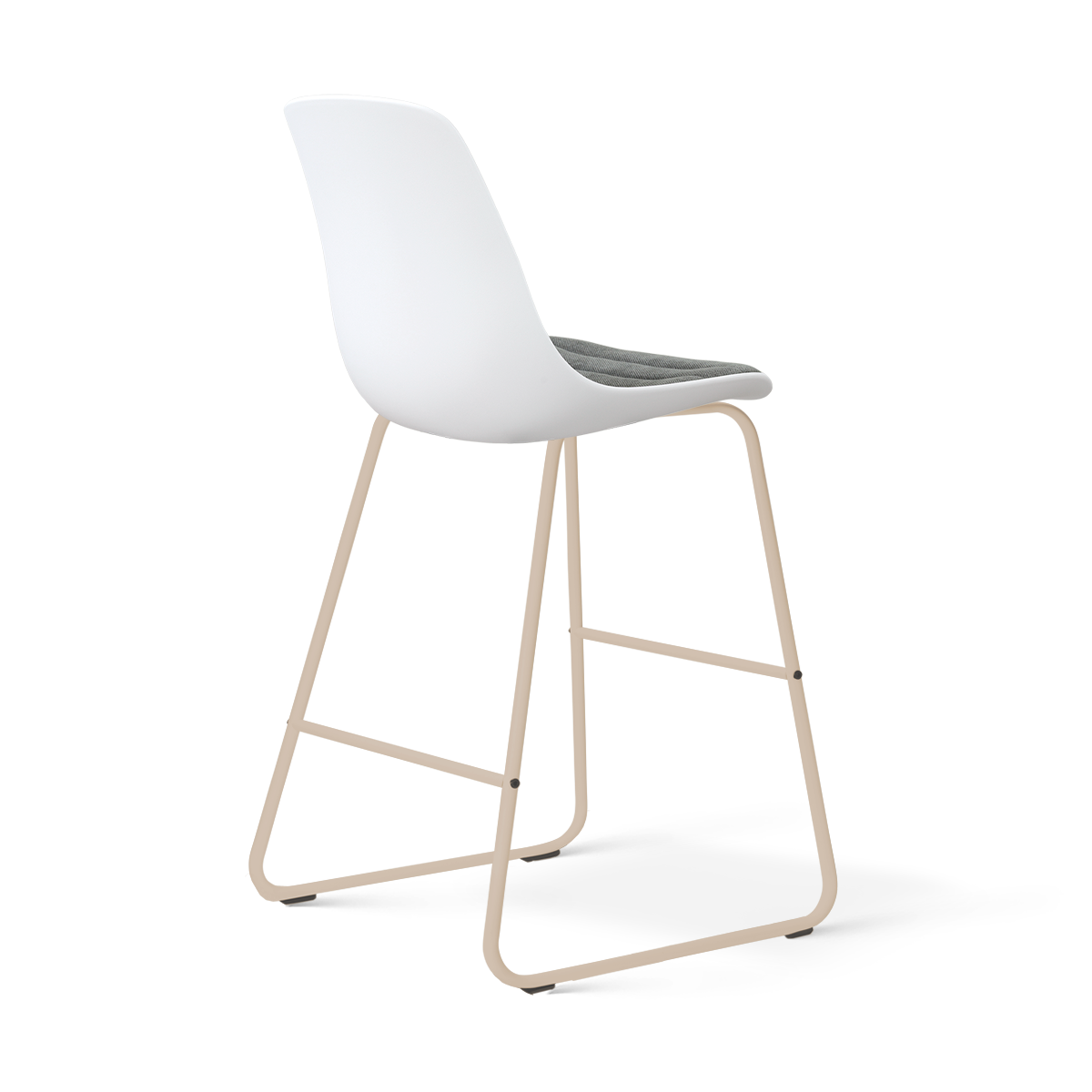 Nino-Liv barkruk wit met zeegrijs zitkussen - beige onderstel - 65 cm