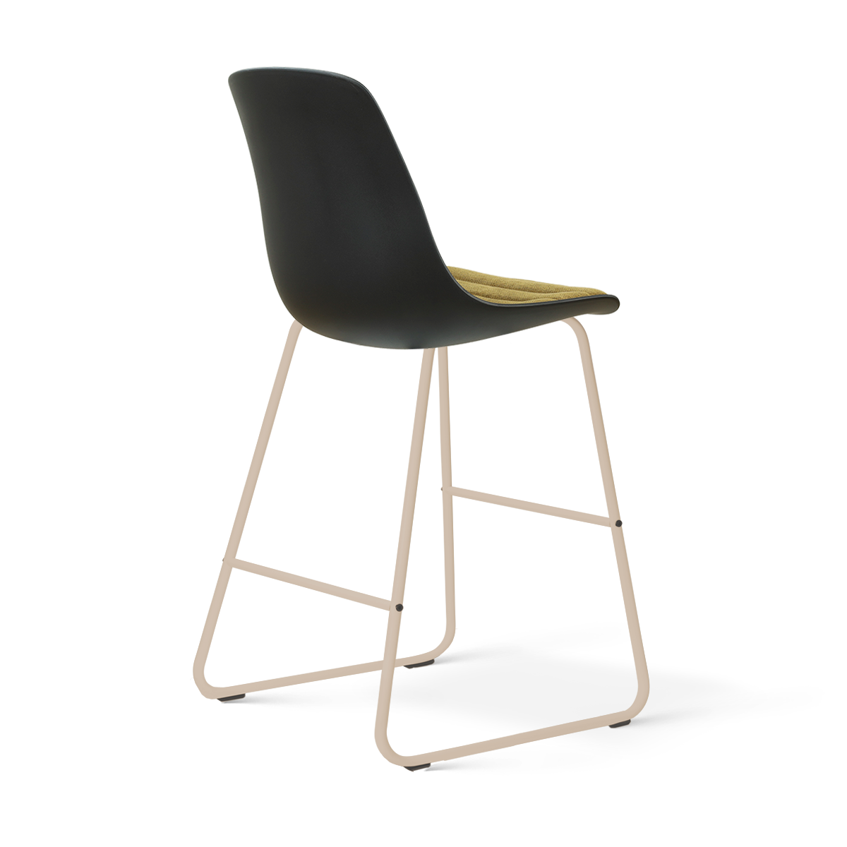 Nino-Liv barkruk zwart met mosgroen zitkussen - beige onderstel - 65 cm