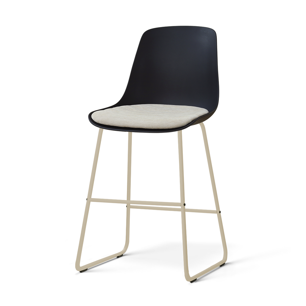 Nino-Liv barkruk zwart met naturelbeige zitkussen - beige onderstel - 65 cm