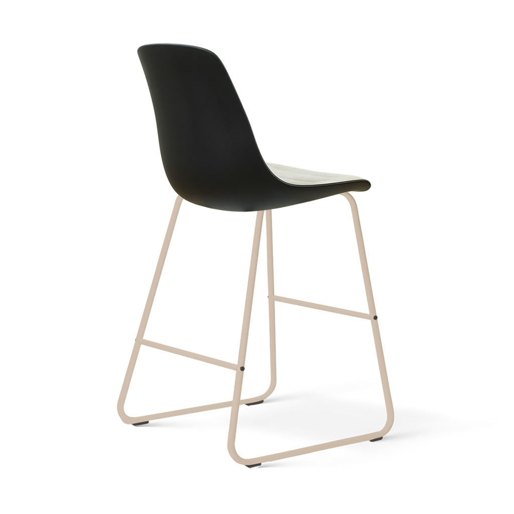 Nino-Liv barkruk zwart met naturelbeige zitkussen - beige onderstel - 65 cm