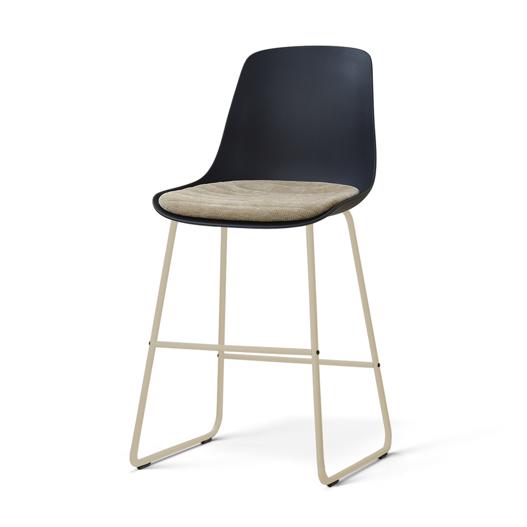 Nino-Liv barkruk zwart met nougatbruin zitkussen - beige onderstel - 65 cm