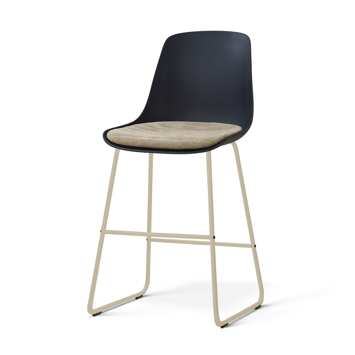 Nino-Liv barkruk zwart met nougatbruin zitkussen - beige onderstel - 65 cm