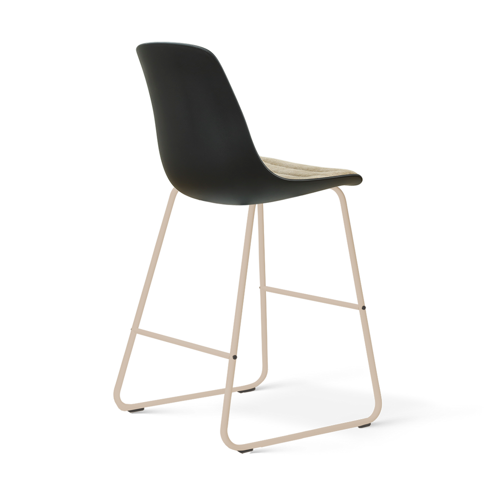 Nino-Liv barkruk zwart met nougatbruin zitkussen - beige onderstel - 65 cm