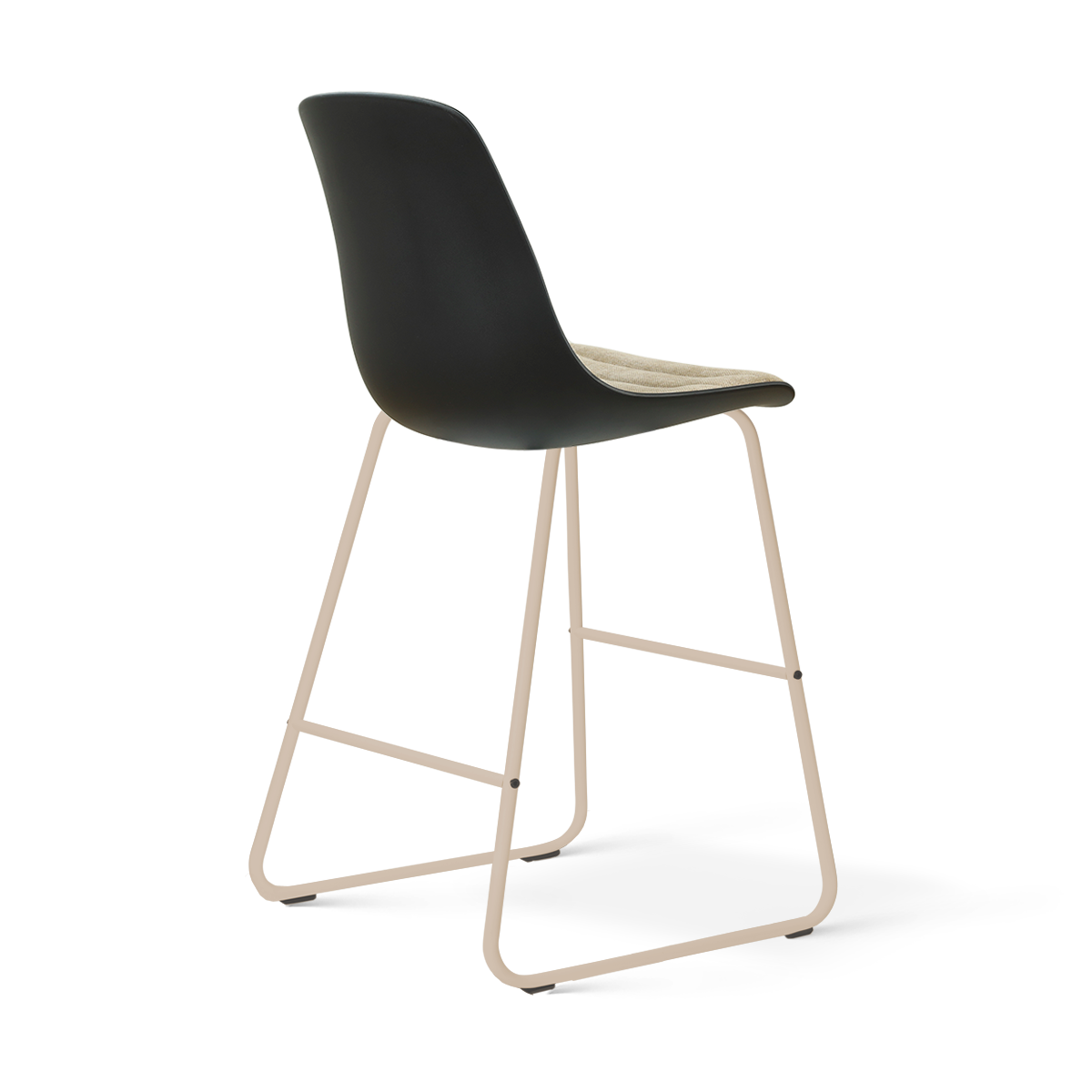 Nino-Liv barkruk zwart met nougatbruin zitkussen - beige onderstel - 65 cm