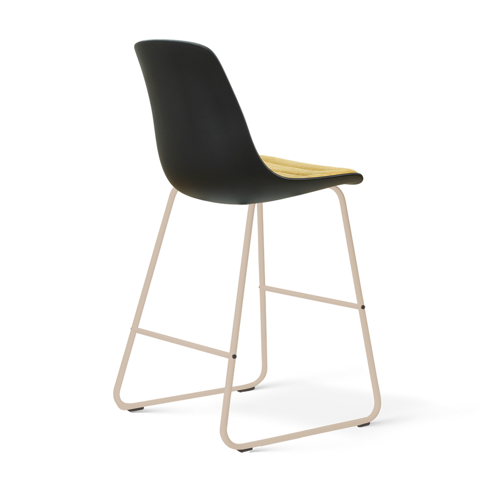 Nino-Liv barkruk zwart met warm oker zitkussen - beige onderstel - 65 cm