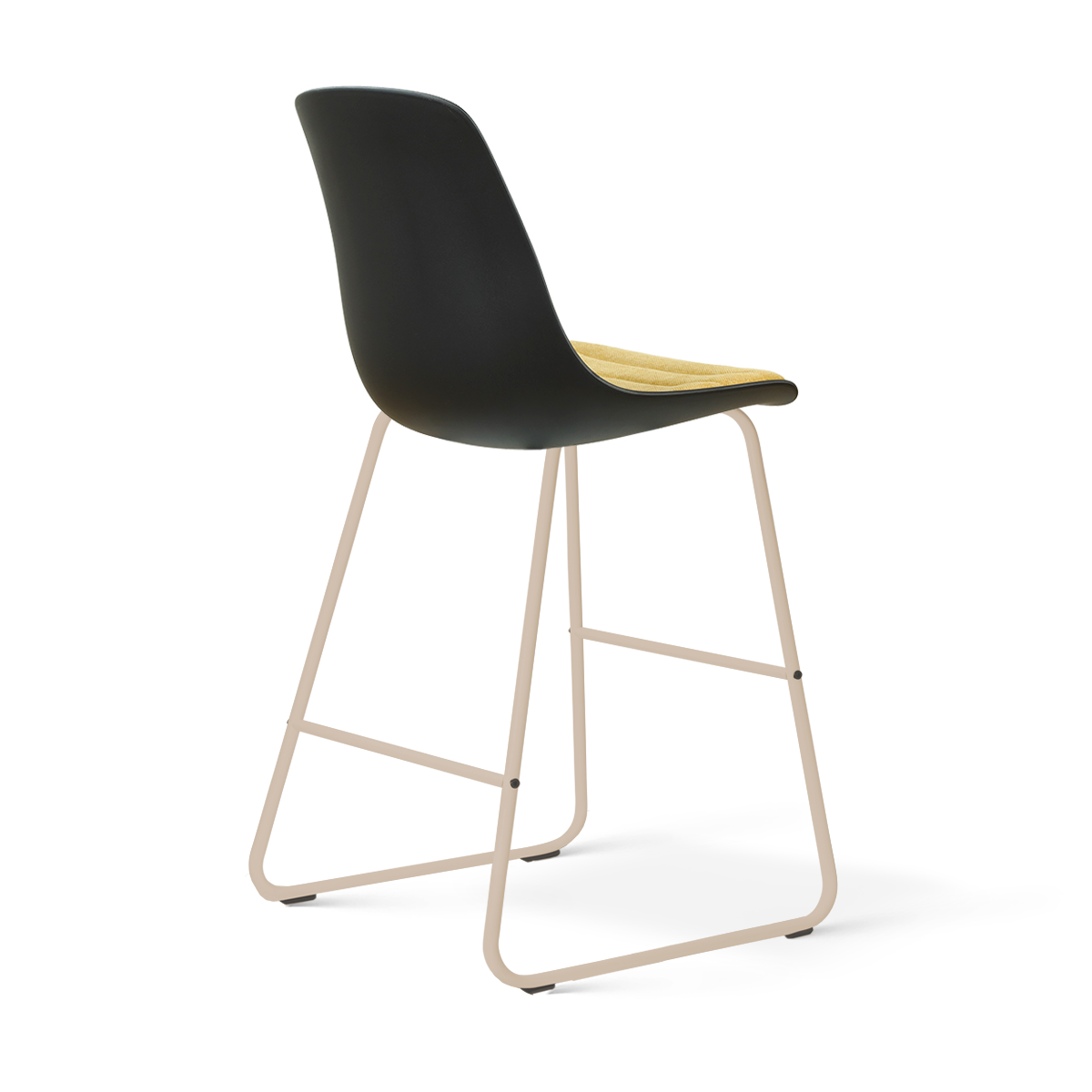 Nino-Liv barkruk zwart met warm oker zitkussen - beige onderstel - 65 cm