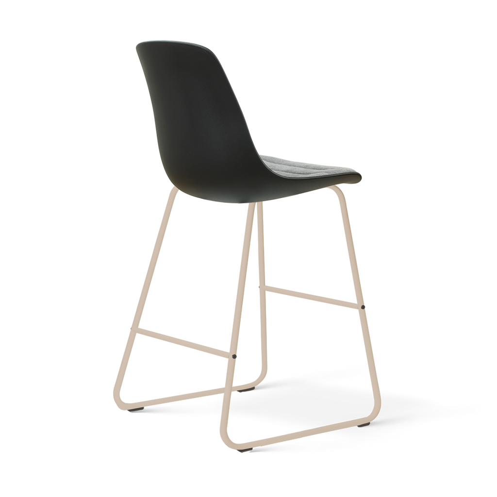 Nino-Liv barkruk zwart met zeegrijs zitkussen - beige onderstel - 65 cm