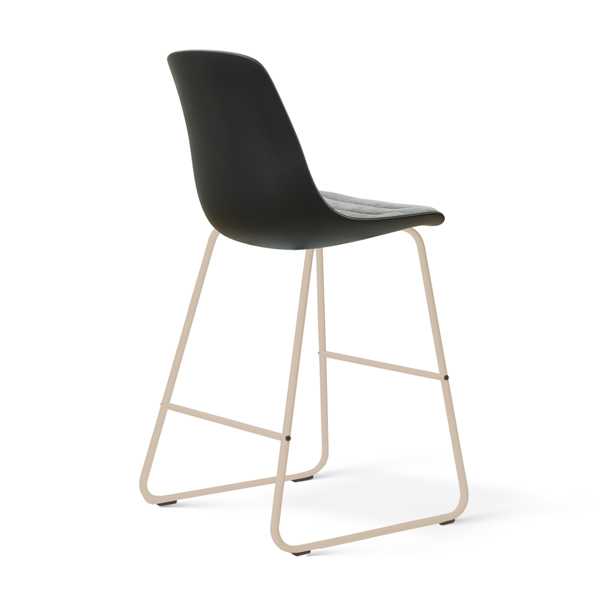 Nino-Liv barkruk zwart met zeegrijs zitkussen - beige onderstel - 65 cm