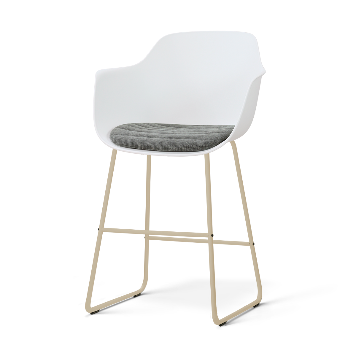 Nino-Liz barkruk wit met mosgroen zitkussen - beige onderstel - 65 cm