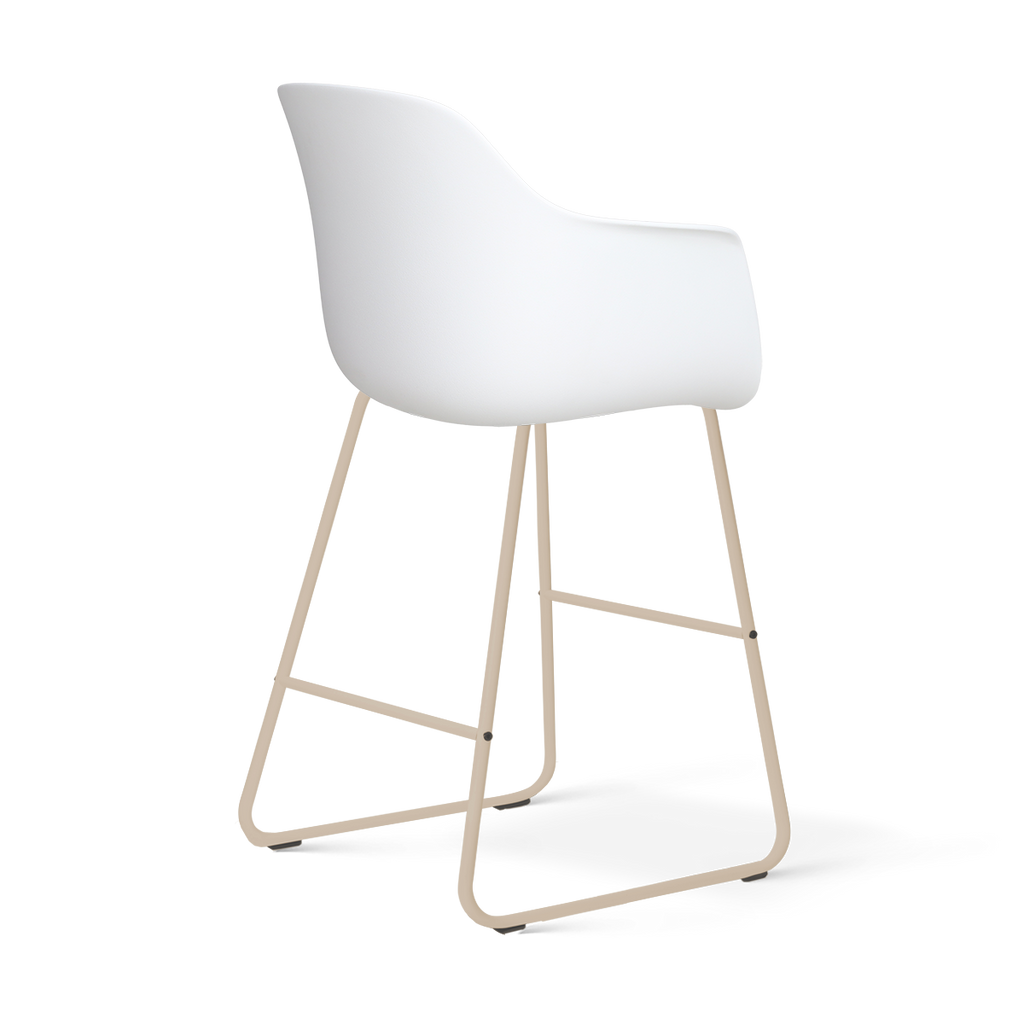 Nino-Liz barkruk wit met naturelbeige zitkussen - beige onderstel - 65 cm