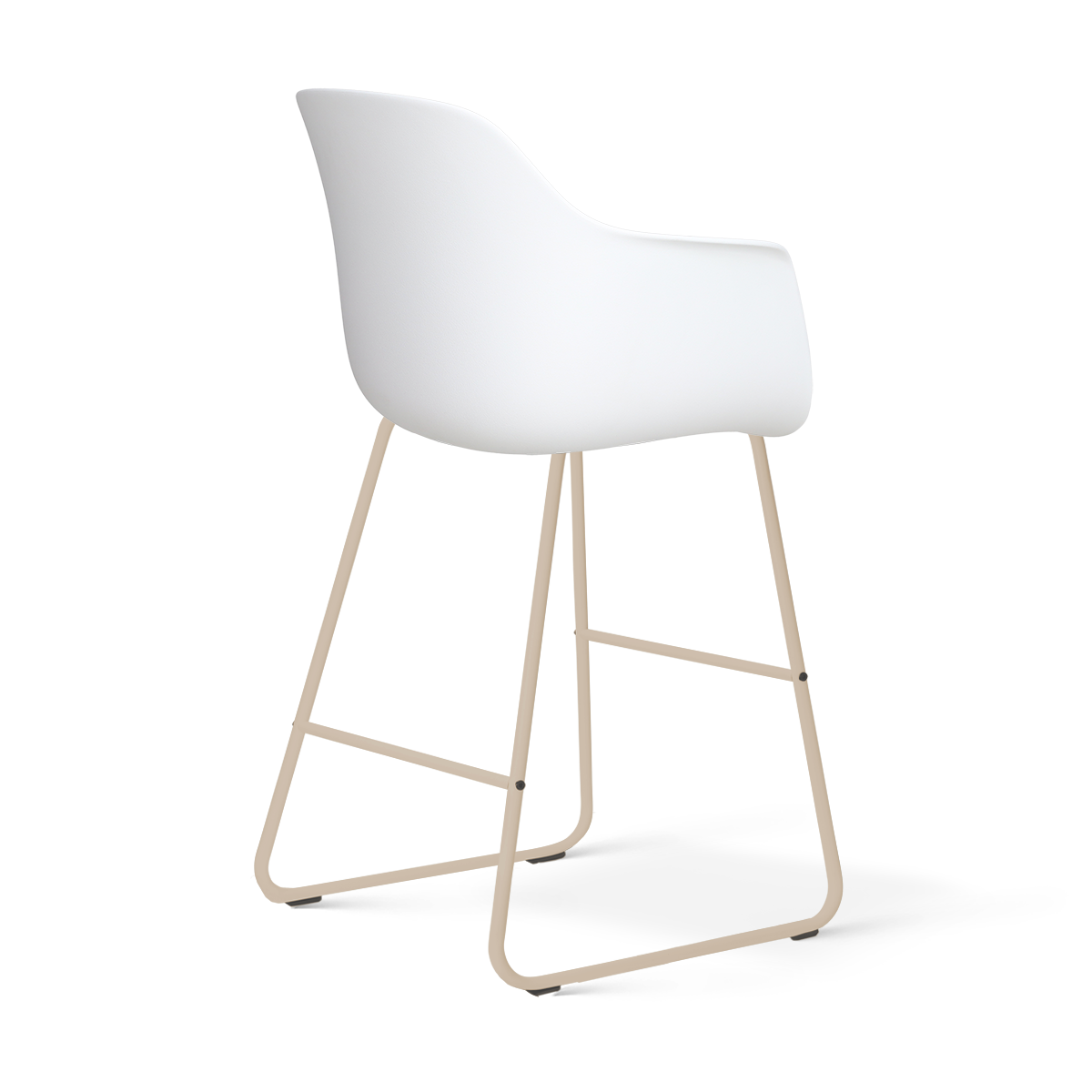 Nino-Liz barkruk wit met naturelbeige zitkussen - beige onderstel - 65 cm
