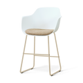 Nino-Liz barkruk wit met nougatbruin zitkussen - beige onderstel - 65 cm
