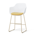 Nino-Liz barkruk wit met warm oker zitkussen - beige onderstel - 65 cm