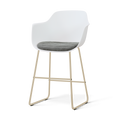 Nino-Liz barkruk wit met zeegrijs zitkussen - beige onderstel - 65 cm