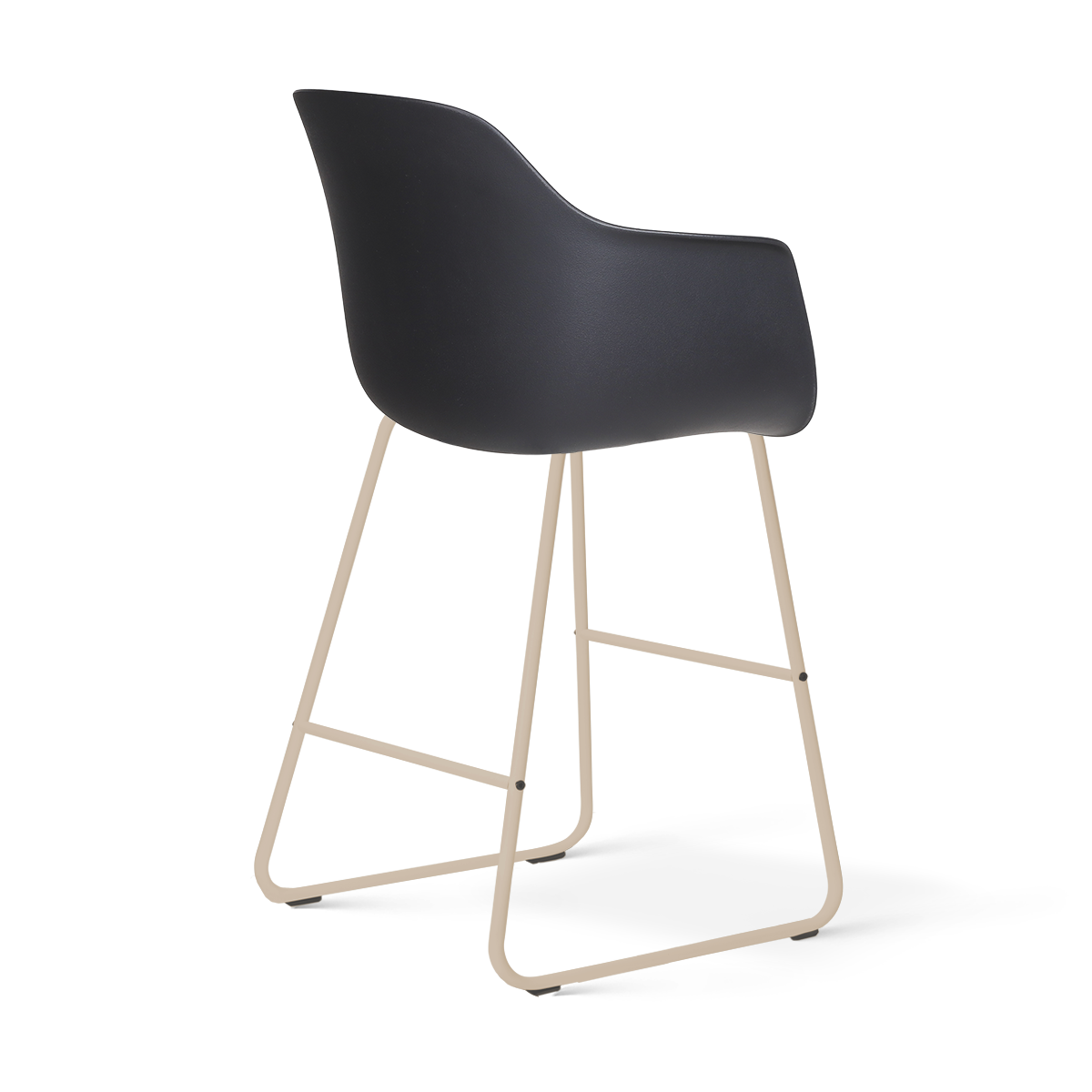Nino-Liz barkruk zwart met zeegrijs zitkussen - beige onderstel - 65 cm