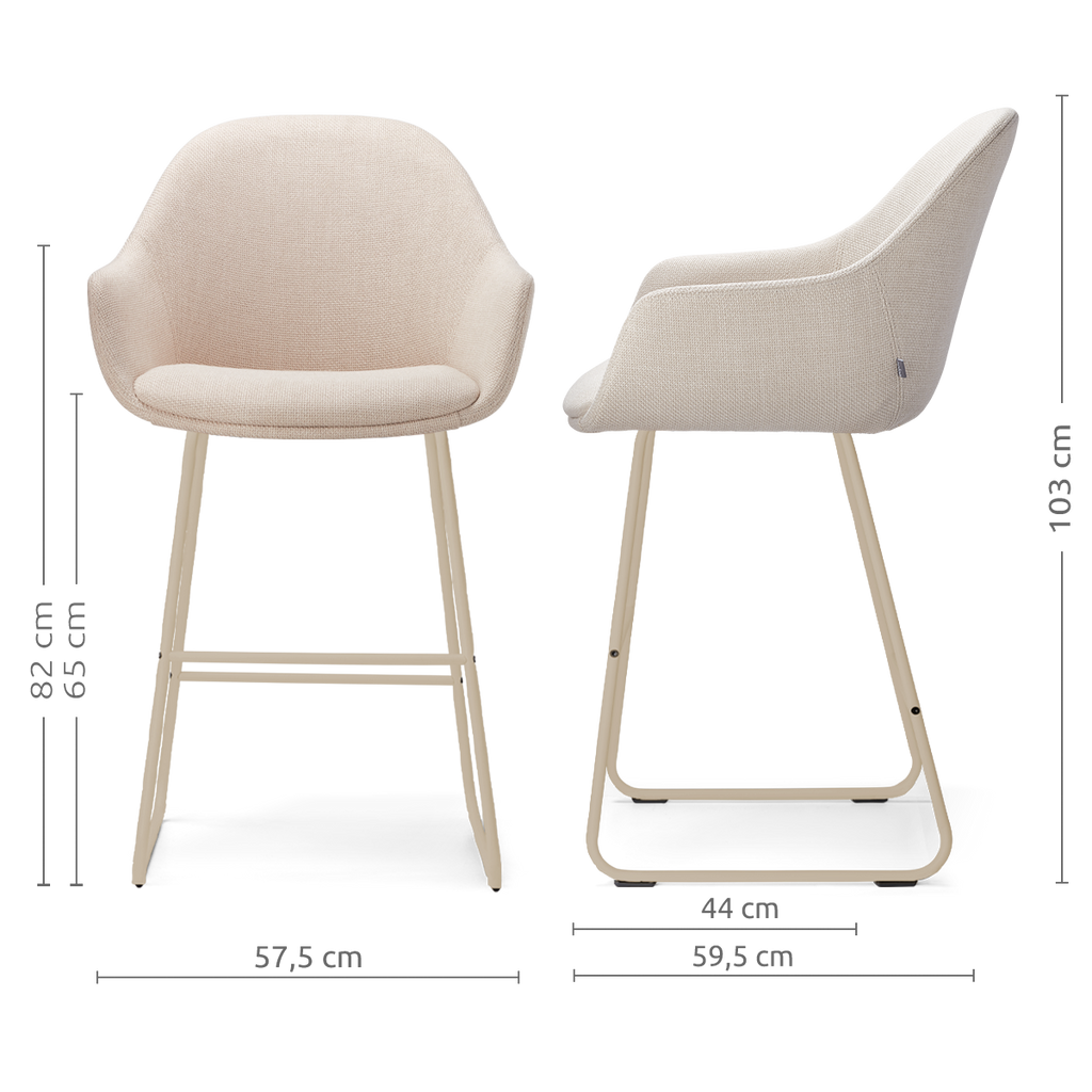 Nino-Mae barkruk beige - beige onderstel - 65 cm