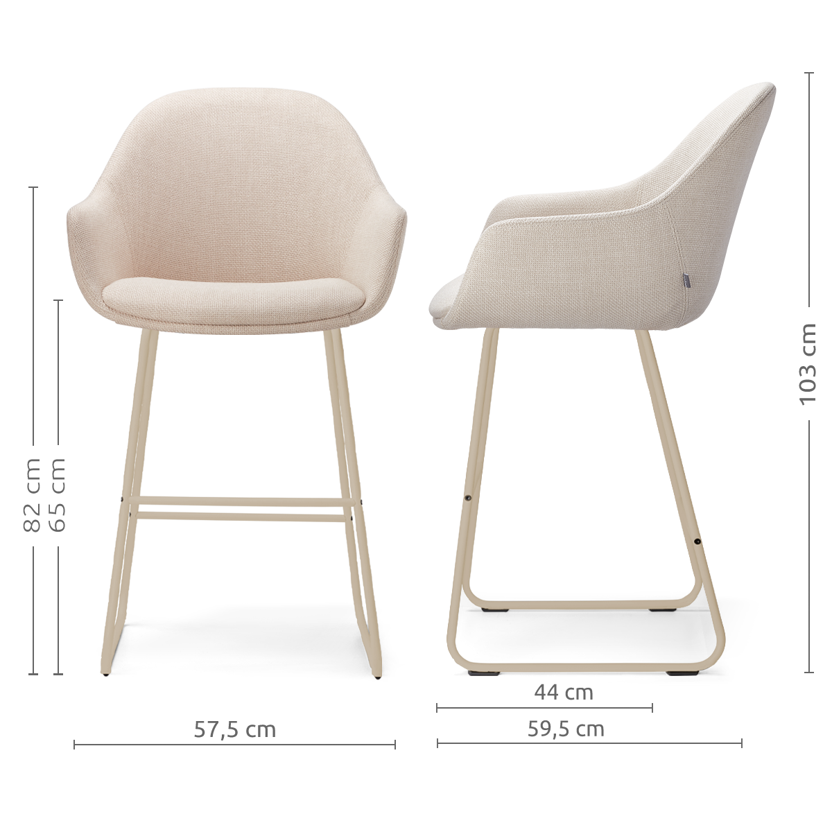 Nino-Mae barkruk beige - beige onderstel - 65 cm
