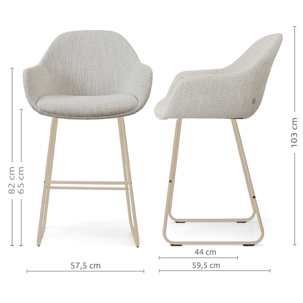 Nino-Mae barkruk beige gemêleerd - beige onderstel - 65 cm